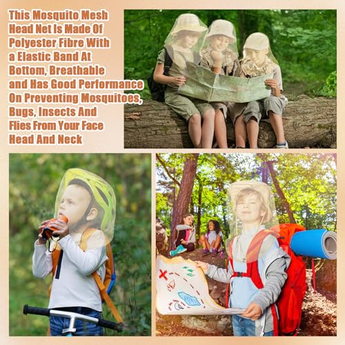 Mosquito Head Net - 4 Pack Mesh Face Cover for Outdoor Use - Beige