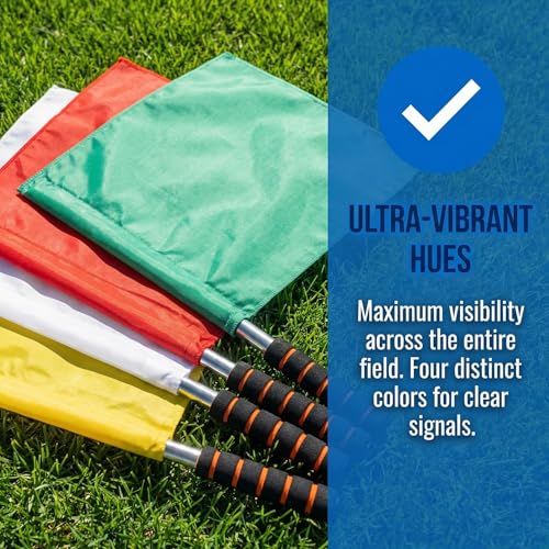 4-Pack Referee Flags with Steel Handles - High Visibility