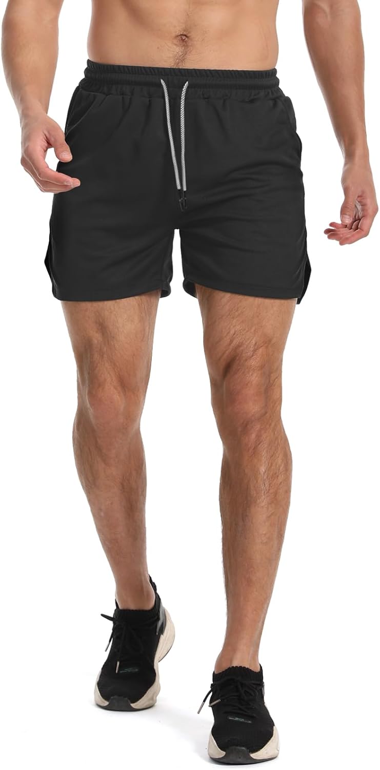 Aolesy Men's Gym Workout Shorts - Lightweight Athletic Shorts with Zip Pockets | Available in 5", 7", 10" Sizes