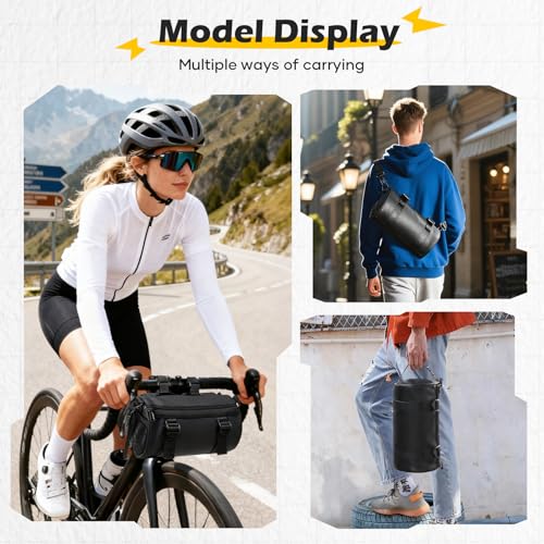SEAFEW 6L Large Black Bike Handlebar Bag Waterproof Rain Cover for Cycling
