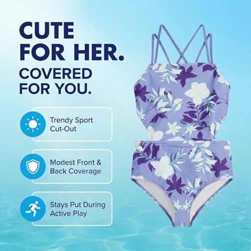 Girls' Sport Cut-Out One Piece Swimsuit - Julia Purple