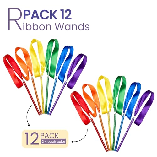 GSi 12-Pack Kids Ribbon Wands & Rings for Creative Movement & Dance
