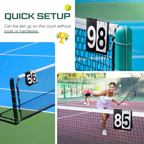 Portable Tennis Scoreboard - Flip Score Keeper 0-9 - Black