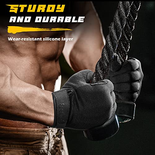 Full-Finger Workout Gloves for Men - Black, Large Size