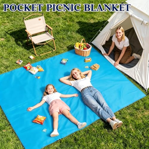 Extra Large Waterproof Beach Blanket - 57"x60" - Blue