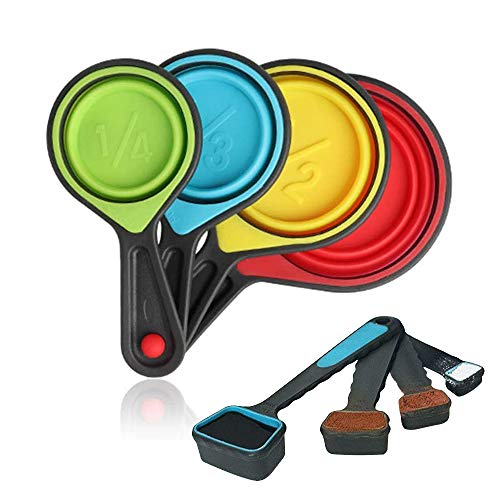 Collapsible Silicone Measuring Cups & Spoons Set - Blue, 8 Piece