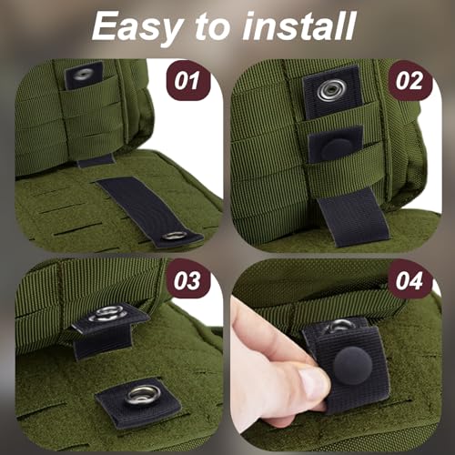 6-Inch Molle Webbing Straps with Snaps - 4 Pack Tactical Connectors - Black