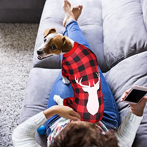 Dog Christmas Pajamas - Buffalo Plaid with Reindeer Print, Medium