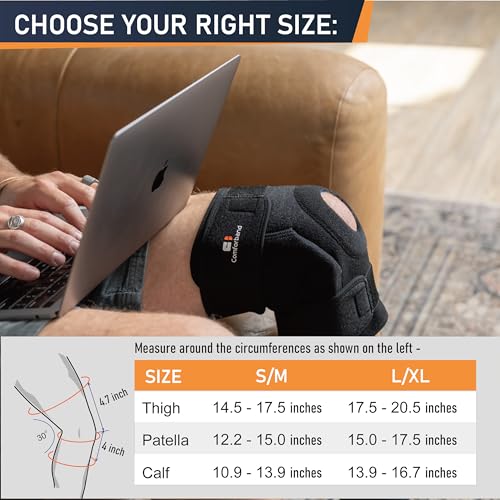 Comforband Adjustable Knee Brace with Dual Side Hinges - Black, L/XL - ACL, PCL, MCL Support, Meniscus Tear, Post-Surgery Recovery