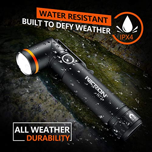 NICRON Flashlight, N72 800 Lumens Tactical Flashlight, 90 Degree Flashlight IPX4 Waterproof Led Flashlight 4 Modes- Best High Lumens are for Camping, Outdoor,Maintain (18650/AAA Not Included)