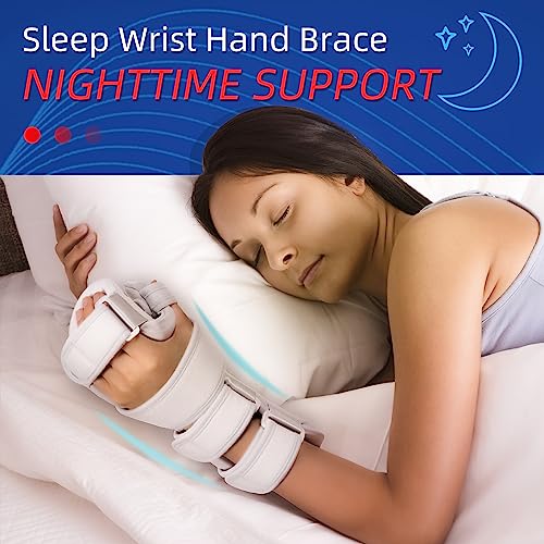 Fanwer Stroke Resting Hand Splint Left&Right, Hand Brace Splint for Stroke Patients - Functional Night Immobilizer Wrist Finger Brace Support for Straightening Fingers, Arthritis, Carpal Tunnel Syndrome (Left)