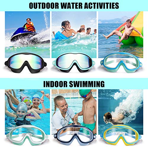 Kids Swim Goggles 2 Pack - Anti-Fog UV Protection, 180° View