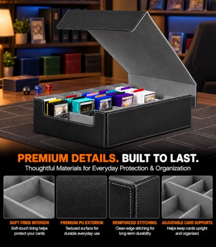 Scimi 5-Row Trading Card Storage Box for MTG Decks, 3800+ Cards, Black