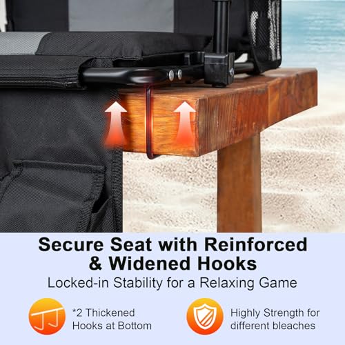 Folding Stadium Seat with Armrest & Back Support - Grey & Black 18.1''