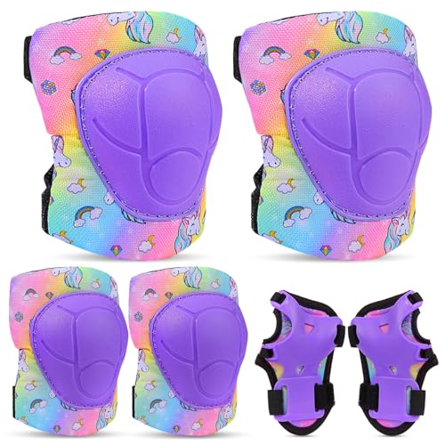 Kids Knee Pads and Elbow Pads Set - Rainbow Unicorn - Small