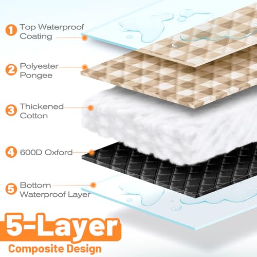 Extra Large Waterproof Picnic & Beach Blanket 80''x118'' Beige - Thick Padding, Portable & Easy to Clean