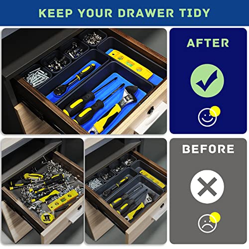 Tool Box Organizer, Tool Drawer Organizer Tray Divider, Toolbox Organization, Garage Tool Organizers and Storage, Tool Box Accessories for Rolling Tool Chest Cabinet (Blue (47PCS))