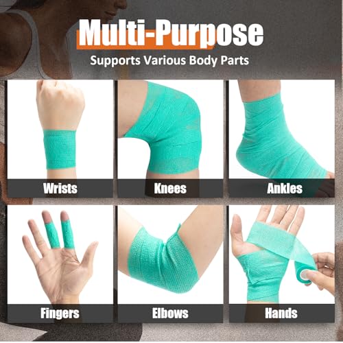 Self-Adhesive Bandage Wrap - 2-Inch Elastic Athletic & Vet Wrap, Multi-colored