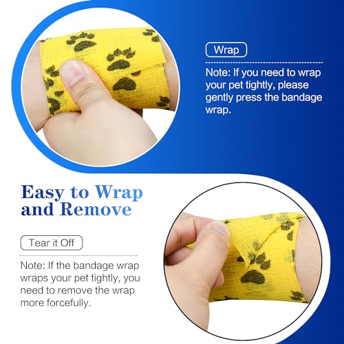 2" Self Adhesive Bandage Wraps - 6 Pack with Paw Prints B