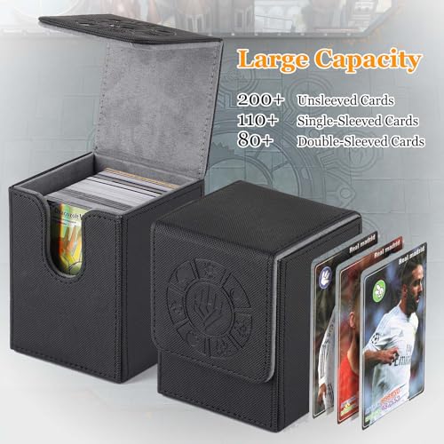 Card Deck Box for Collectible Trading Cards - 110+ Storage with Sleeves