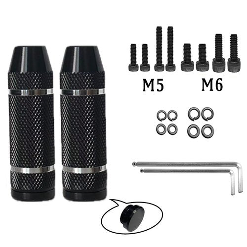 WADEKING WHW Quick-Release Bike Pegs, Suitable for 3/8-inch Axles, with Tools, for Mountain Bicycle Pedal Rear Seat Bracket, Durable, Non-Slip Carving (2 Pcs)(Black(Unthreaded))