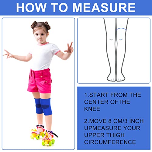 Kids Knee Brace Compression Sleeves - 2 Pairs, Small, Blue & Black