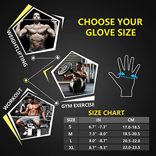 Full Finger Workout Gloves for Men - Weight Lifting, Black, Large