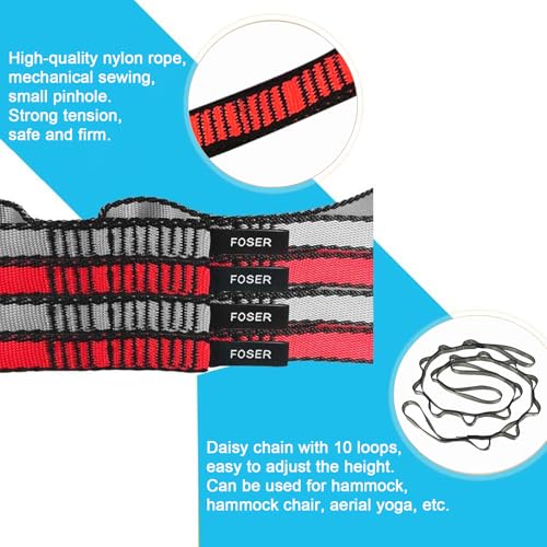 Gray FOSER 2pcs Yoga Hammock Extension Straps, Adjustable Nylon Stretch Bands