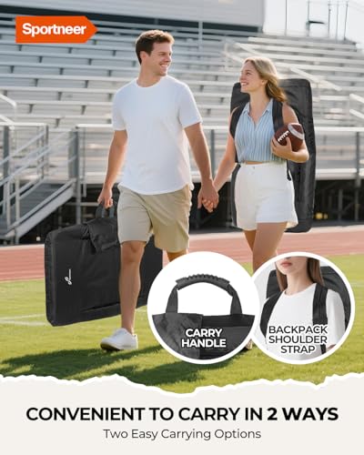 Stadium Seat with Back Support - 2.5" Thick Cushion, 6 Recline Positions, 2 Cup Holders - Black, 2 Pack, Extra Wide 24"