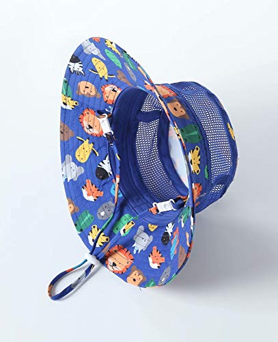 UPF 50+ Wide Brim Sun Hat for Kids - Zoo Design, Ages 4-8