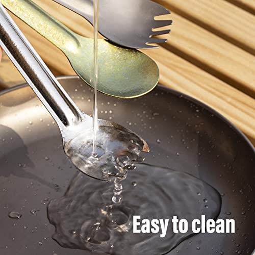 Lightweight Titanium Long Handle Spork & Spoon - Sandblasting Spork