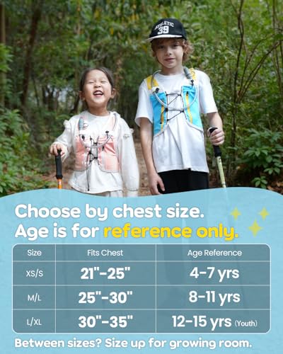 Zelvot Kids Hydration Backpack with 1.5L Bladder - Blue Medium-Large Running Vest