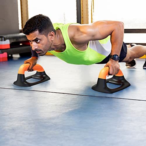 Push Up Bars with Soft Rubber Handles - Black & Orange