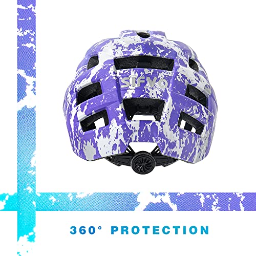 SIFVO Kids Bike Helmet Blue Wave, Adjustable Youth Safety Helmet 54-57cm