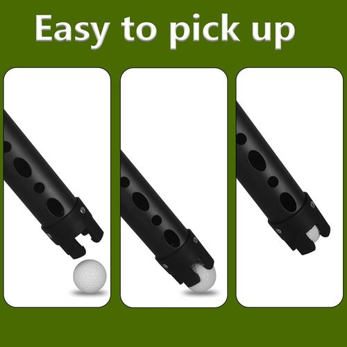 LOVACE Golf Ball Retriever, Aluminum Golf Ball Picker Upper Tube (Black)