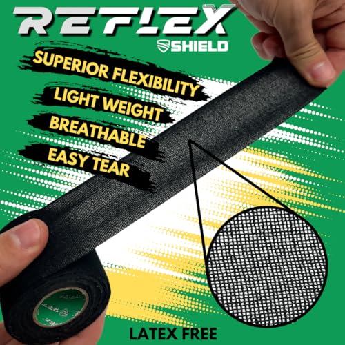 Shield Black 2 Inch Spatting Tape – Athletic Ankle & Joint Support, Tear by Hand, Flexible, Breathable, 6 Pack