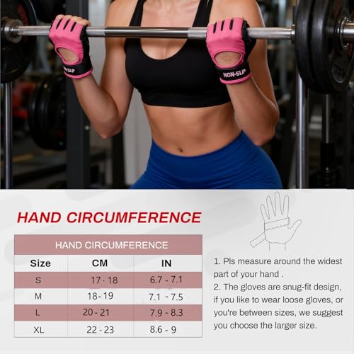 Breathable Workout Gloves for Weight Lifting and Cycling - Rose Red, Medium