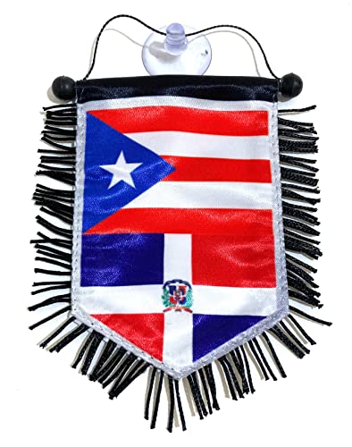 Puerto Rico & Dominican Republic Car Flags - Family Love Gift Set