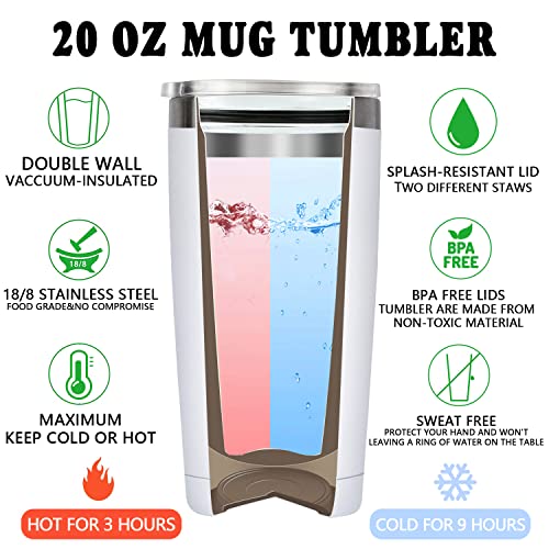 Fufandi Mimi White 20oz Insulated Tumbler Cup - Best Gift for Mimi