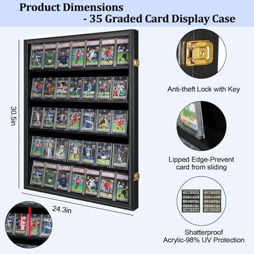 Wall-Mounted Sports Card Display Case for Graded Cards | Matte Black