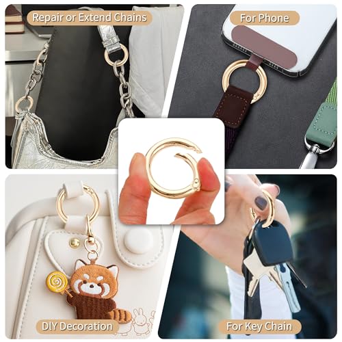 1 Inch Key Ring Clip Set - 8 Round Carabiner Clips, Light Gold