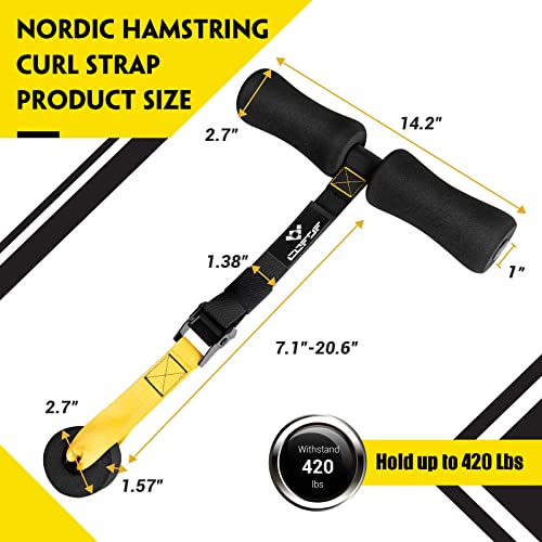 Bright Yellow Nordic Hamstring Curl Strap for Strength & Recovery - 420 LB Capacity