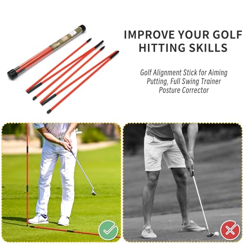 48" Collapsible Golf Alignment Sticks - 2 Pack Red Training Aids