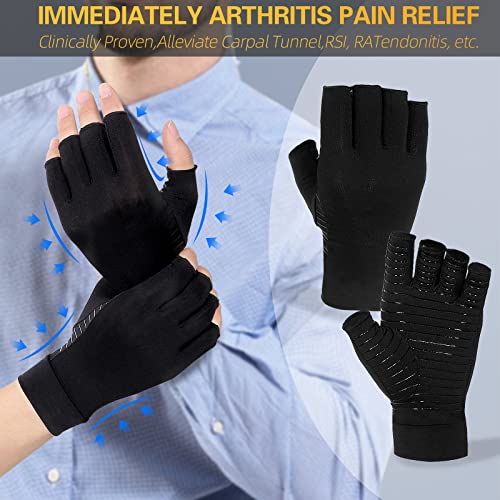 Copper Arthritis Compression Gloves - Fingerless, Medium - 1 Pair