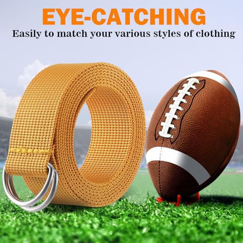 Football Belt - 52 Inch D Ring Belt for Men, Women & Youth - Yellow