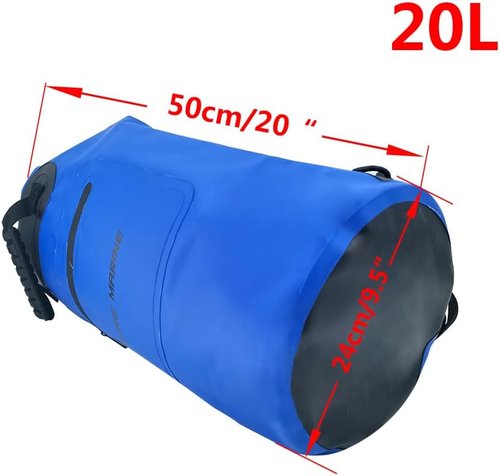 ISURE MARINE Waterproof Dry Bag - 20L with Zippered Pocket for Kayaking, Boating & Fishing | Blue
