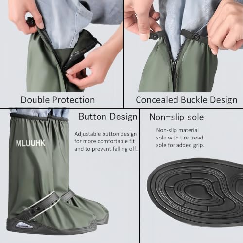 MLUUHK X-Large Green Waterproof Reusable Shoe Covers for Men & Women