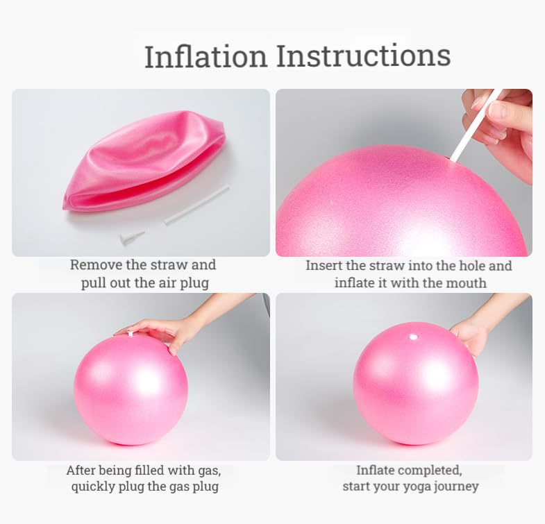 9-Inch Pilates Exercise Ball - Durable PVC for Yoga & Core Training - Pink