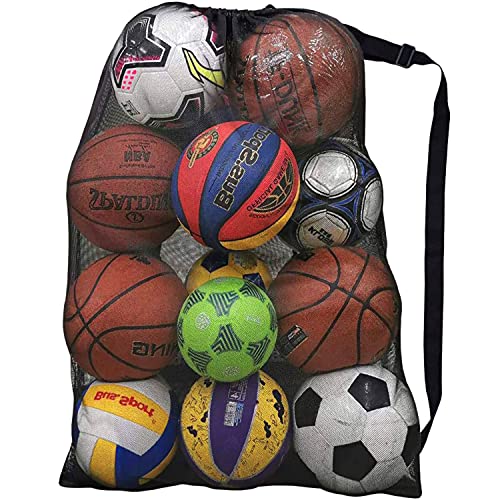 Heavy Duty Mesh Ball Bag - 30x40 Inch Sports Equipment Organizer