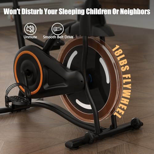 Compact Indoor Exercise Bike with Heart Rate Sensor & App Sync